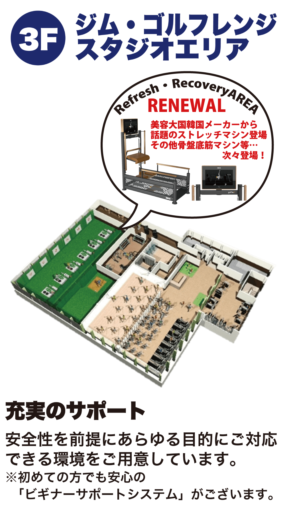 3Fジム・ゴルフレンジスタジオエリア