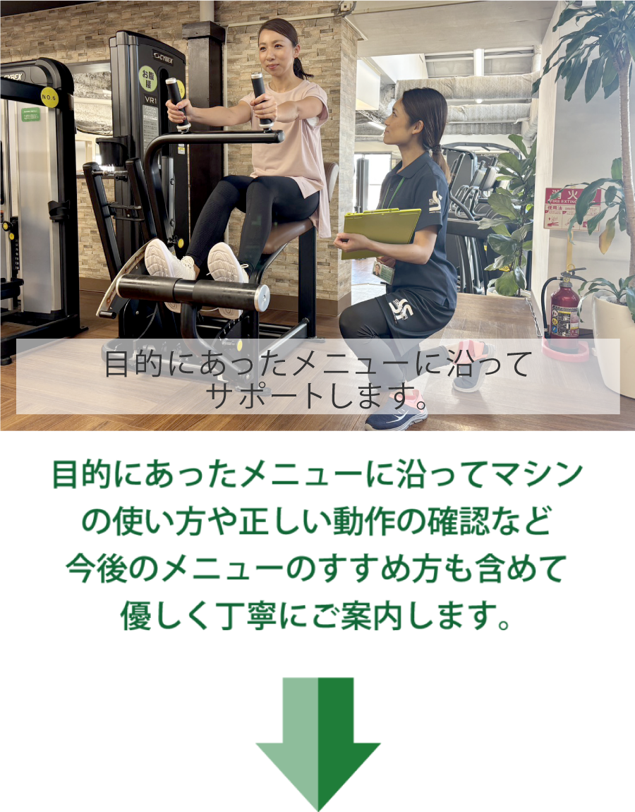 目的にあったメニューに沿ってサポートします。